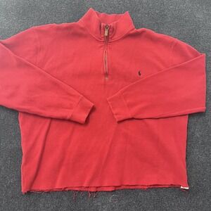 Polo Ralph Lauren Sweater Mens 2XLT Red Half Zip Mock Neck Pony Logo Pullover